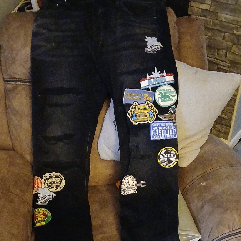 AMIRI Black Jeans with Colorful Patches